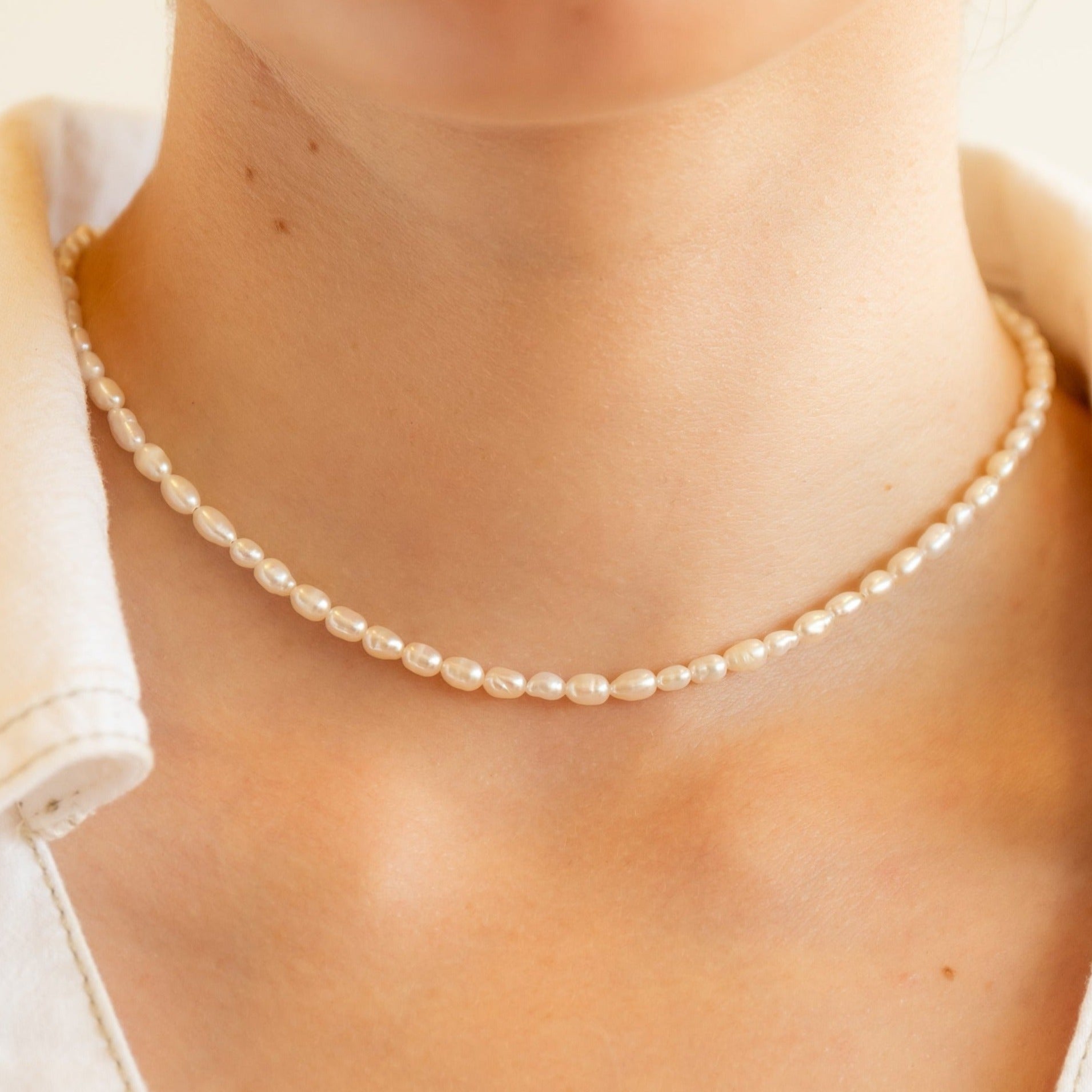 10mm Faux Pearl Necklace 16 Inch - Kezef Creations